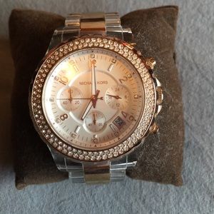 Michael Kors rose gold/clear watch