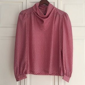 Vintage 1970's Turtleneck Purple and Tan Blouse