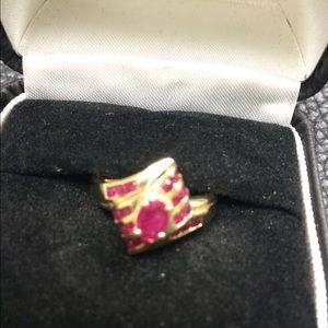 Gorgeous Ruby and Gold Cocktail Ring
