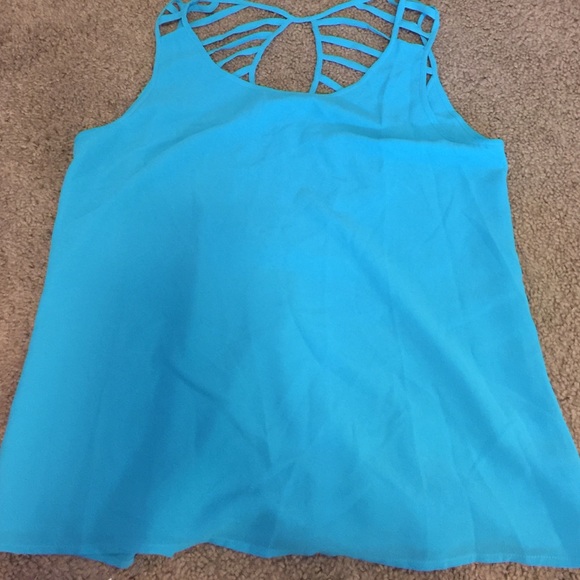 Blue tank top with accent back