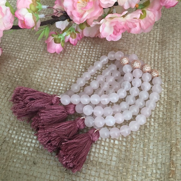 ❗Last One❗Matte Rose Quartz Beaded Tassel Bracelet