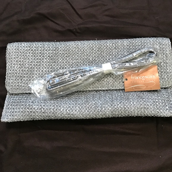 Francesca's metallic silver clutch/crossbody