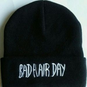 Bad Hair Day Beanie Black Skull Cap