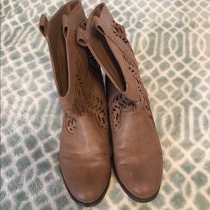 Taupe Brown Heeled Booties