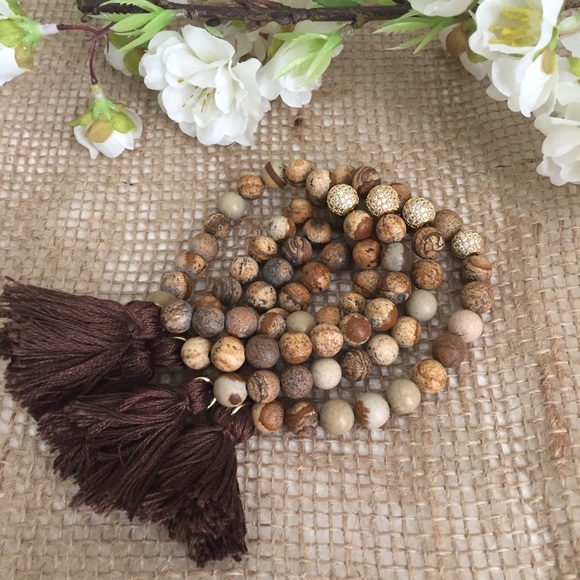 ❗Last One❗Matte Picture Jasper Stretch Bracelet - Picture 1 of 4