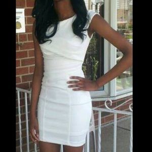 BCBG white fitted dress.