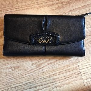 Black leather coach wallet