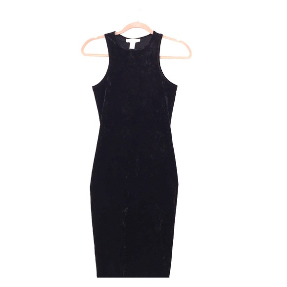 Black Velvet Body Con Halter Dress - Picture 1 of 4