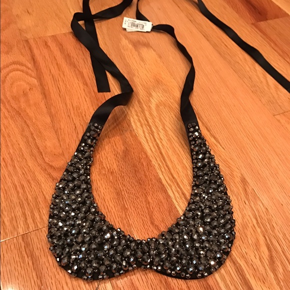 Nordstrom black graphite collar necklace NWT
