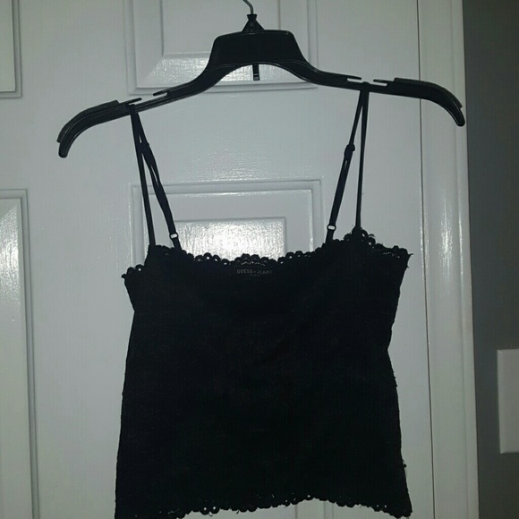 GUESS BRAND BLACK LACE CROP TOP