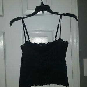 GUESS BRAND BLACK LACE CROP TOP