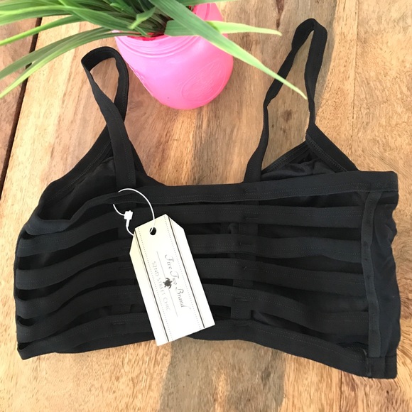 Strappy cage back bralette in black or white - Picture 3 of 3