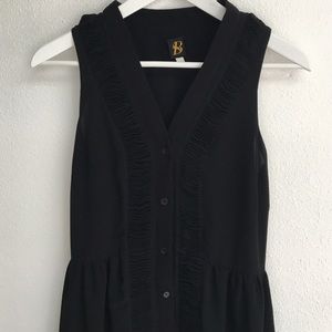 Anthropologie Black Chiffon Button Down Midi