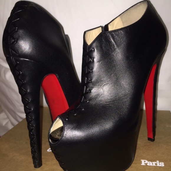 CHRISTIAN LOUBOUTIN RECOUZETTA BLACK PEEP TOE 39 - Picture 2 of 4