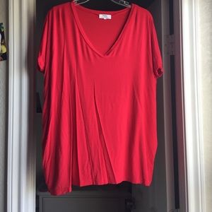 Red Piko V-neck