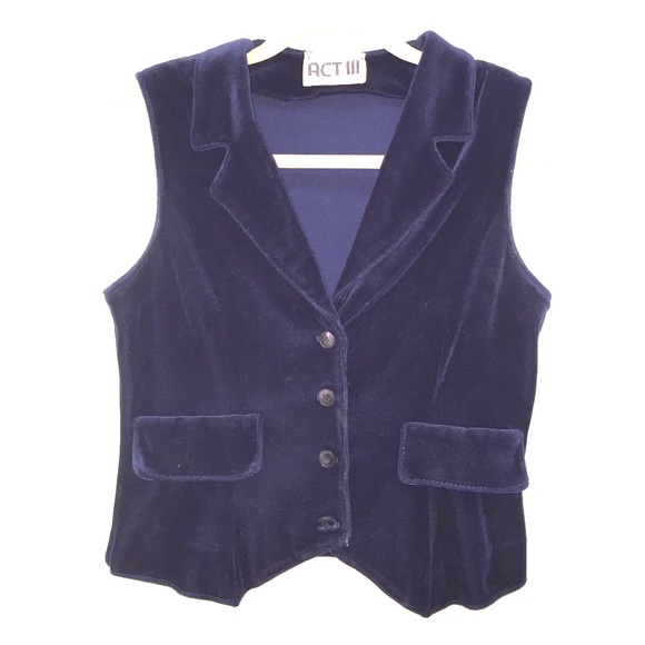 Vintage Blue Velvet Vest