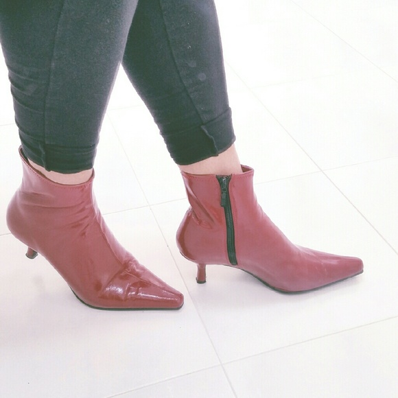 Impo Red Kitten Heel Ankle Boots
