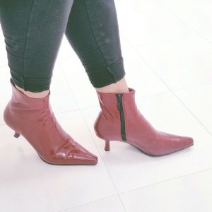 Impo Red Kitten Heel Ankle Boots