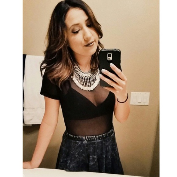 Black Mesh Crop Top