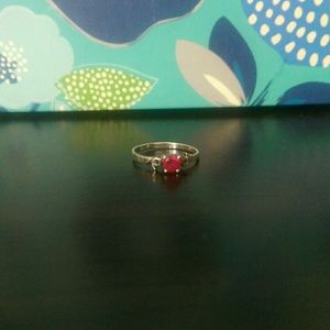 Red Emerald Silver Ring