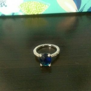 Blue Emerald Silver Ring