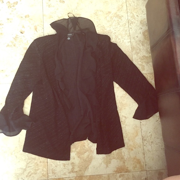 Black sequence & ruffled cardigan