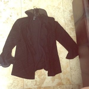 Black sequence & ruffled cardigan