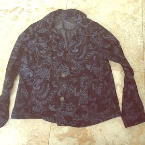 Dark blue Printed Jean Jacket