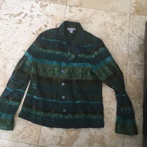 Button up ruffle striped pattern coat