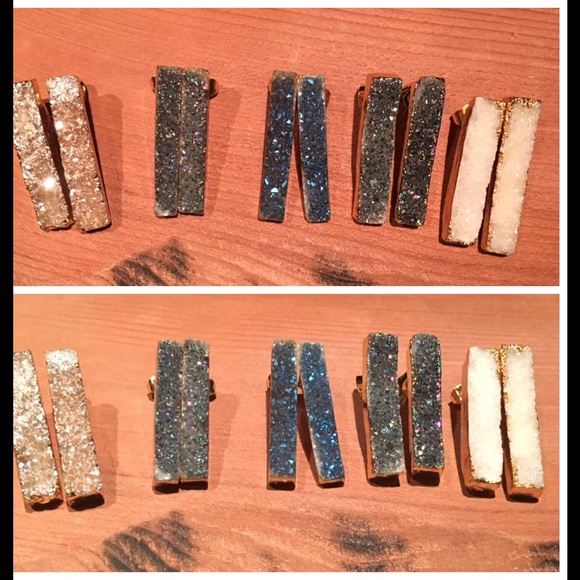 •druzy earring studs• - Picture 4 of 4