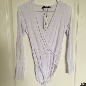 Sheer Wrap Bodysuit, White