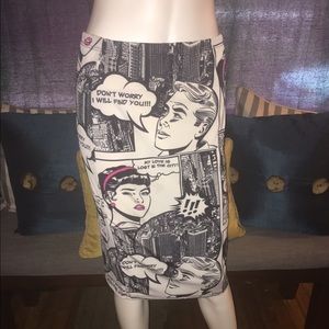 Comic strip pencil skirt