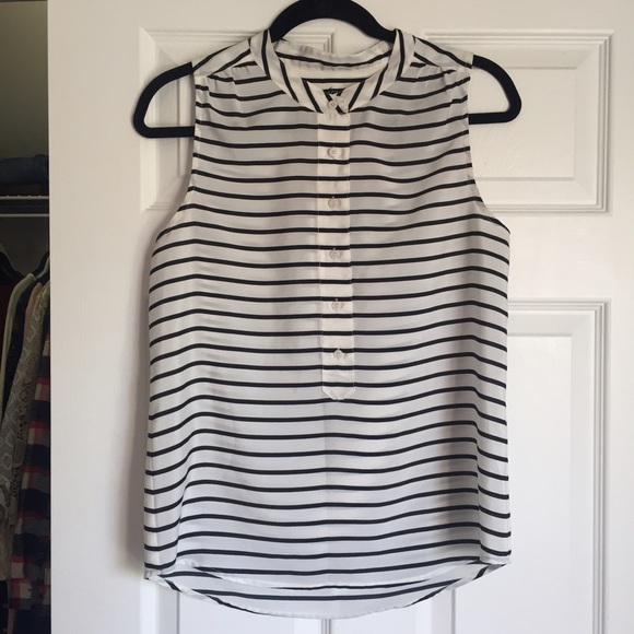 J. Crew Factory Navy and White Striped Shell