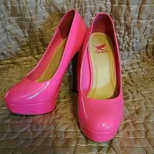 Electric pink high heels