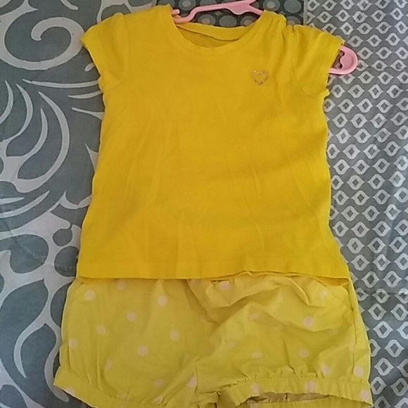 Yellow Polka Dot Short Set for Girls