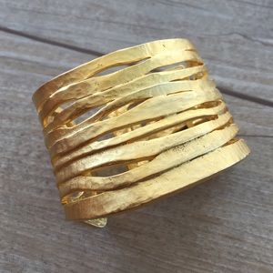 Gold hinged cuff bracelet