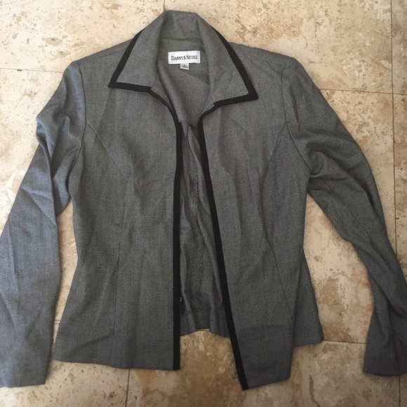 Black and white zip up Collared Jacket