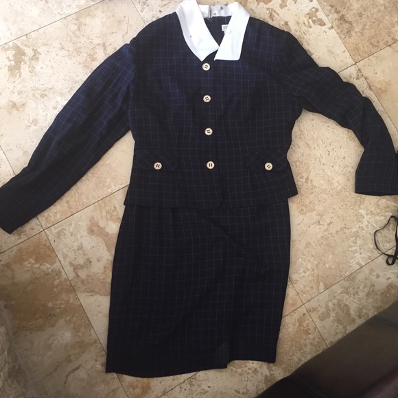 Dark blue Formal button up attached to skirt