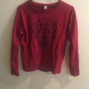Red flower skull sweatshirt