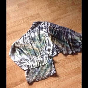 One shoulder silky shirt