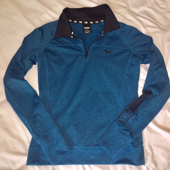 PINK Quarter Zip Workout Jacket - Blue