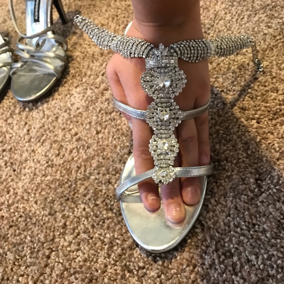 Silver crystal heels
