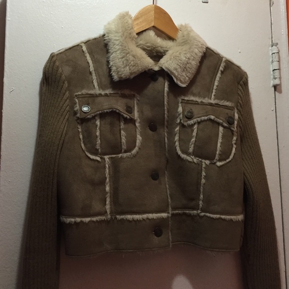 Brown suede cropped jacket - Picture 1 of 3