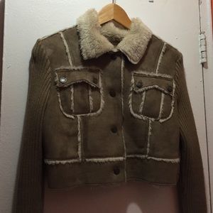 Brown suede cropped jacket