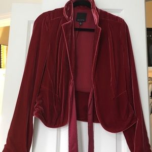 Red velvet blazer