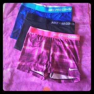 3 Nike pro combat shorts