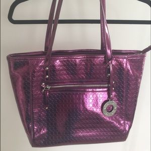 Nine West metallic purple tech bag