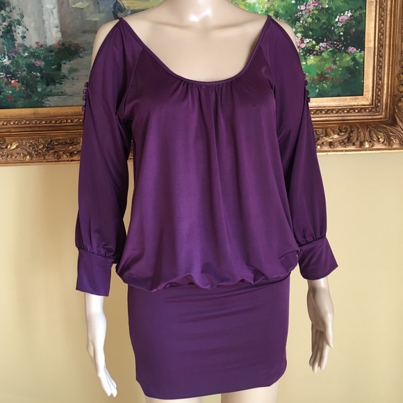 Wet seal purple open cold shoulder & sleeve dress
