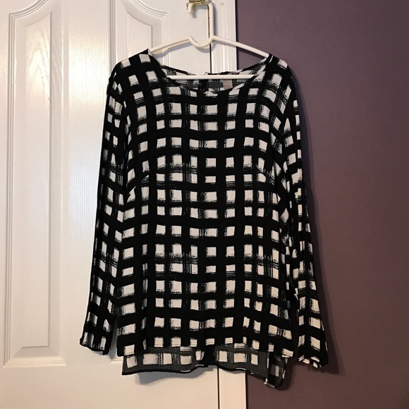 H&M Plus Black & White Checkered Blouse