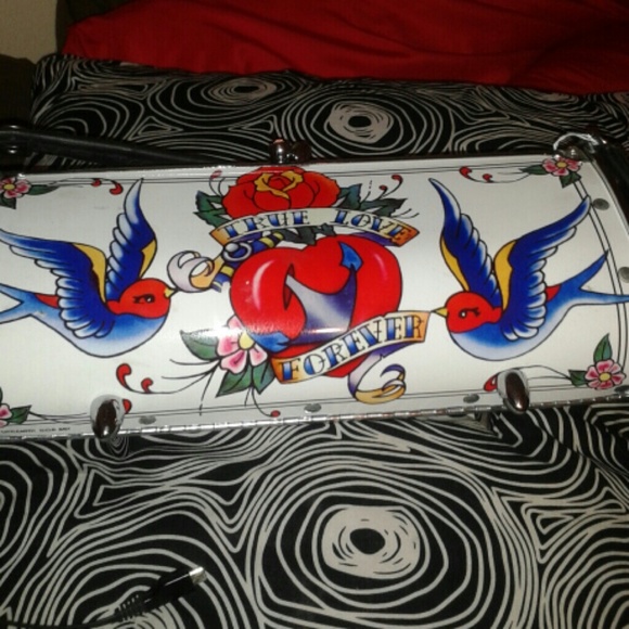 recycled license plate rockabilly purse tattoo